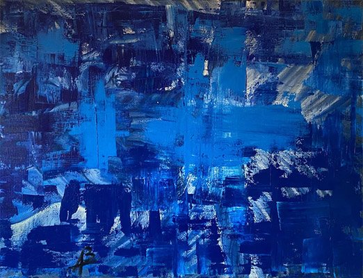 BLUE PLACE Acryl-Ölgemälde 130x97 cm