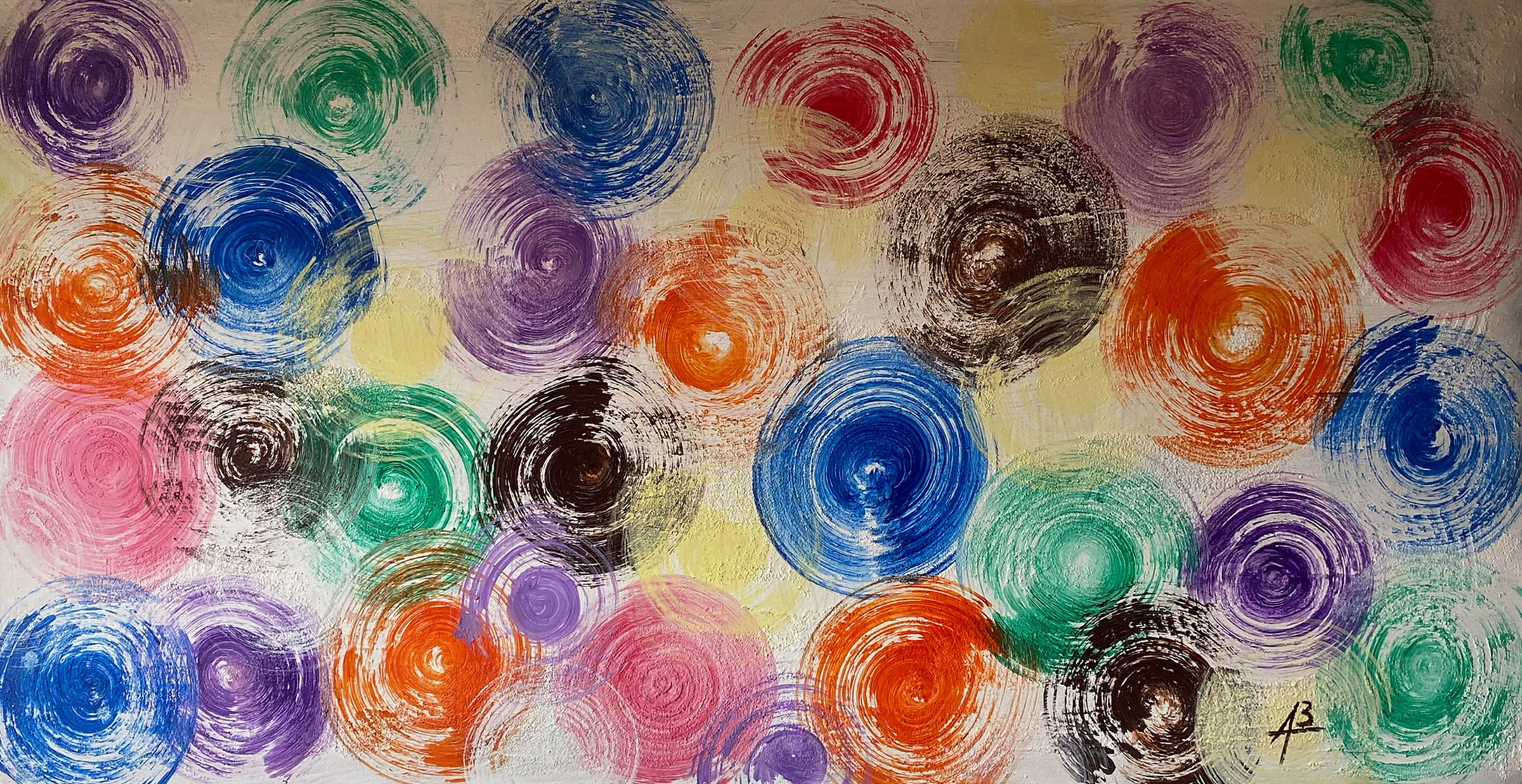 Abstract Colorful Raindrops Acryl Gemälde 200x100 cm